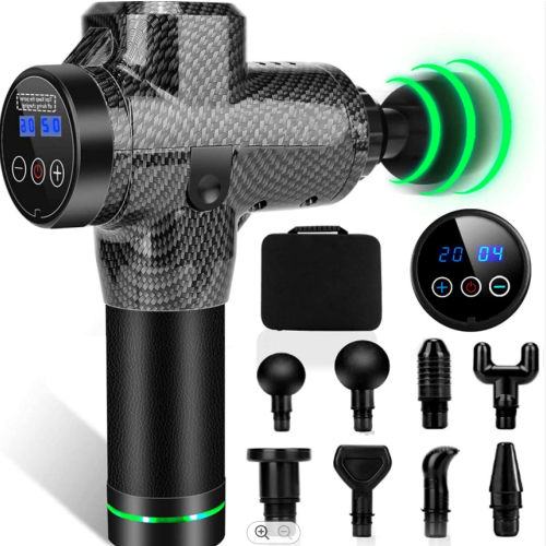 30 Speed Carbon Fiber Case Touch Screen Massage Gun